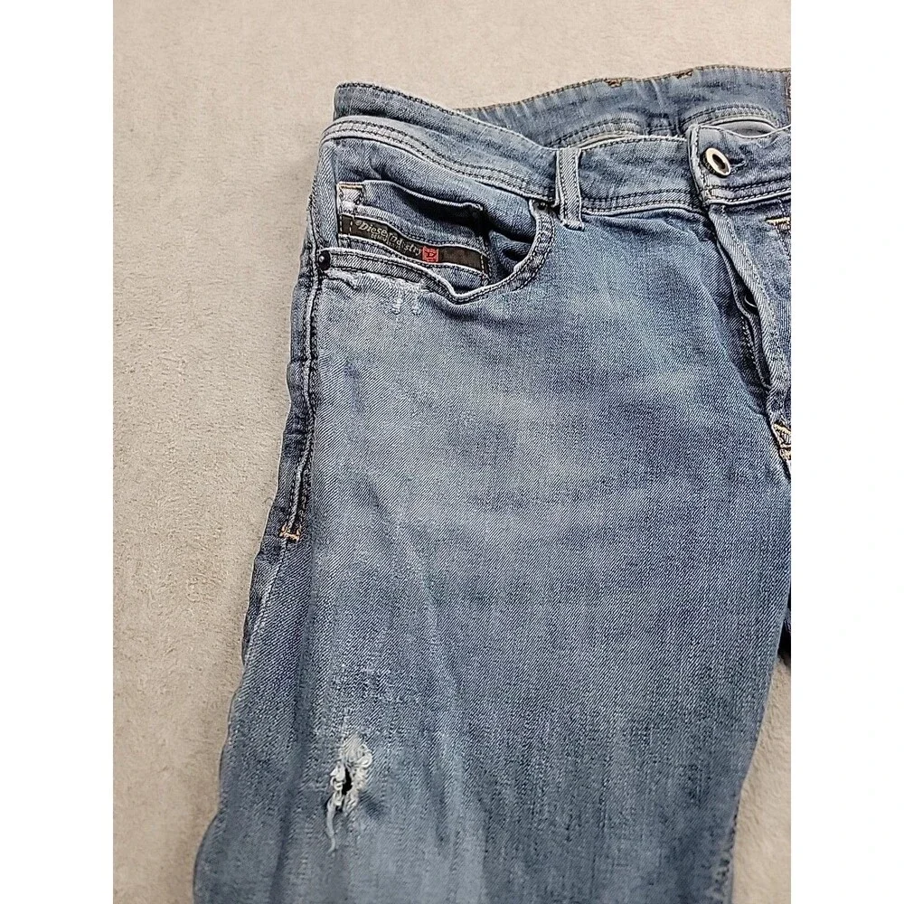 Diesel Jeans Straight Mens 30 29x32 Slim Skinny Sleenker Distressed Blue Stretch
